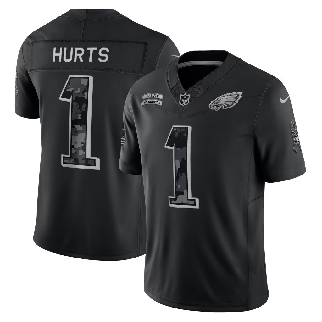 Jalen Hurts #1 Football Jersey Philadelphia Eagles 2026 Salute To Service Collection NFL Merch