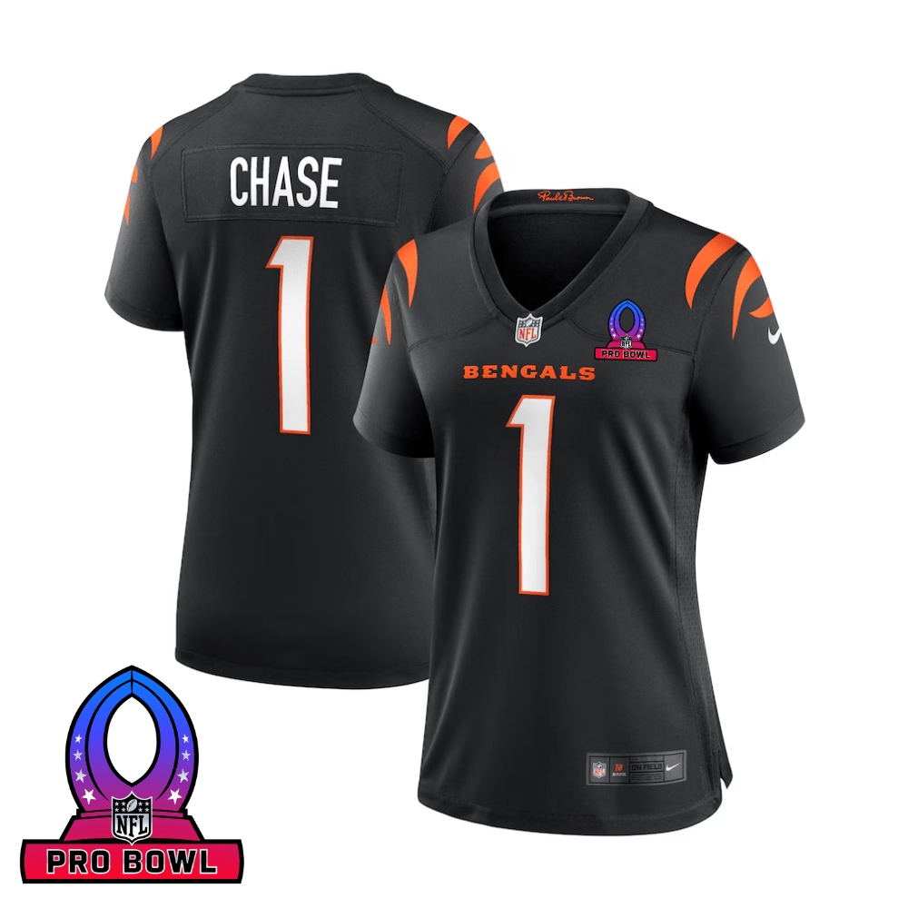 Ja'Marr Chase Cincinnati Bengals 2025 Pro Bowl Patch Game Jersey - Black