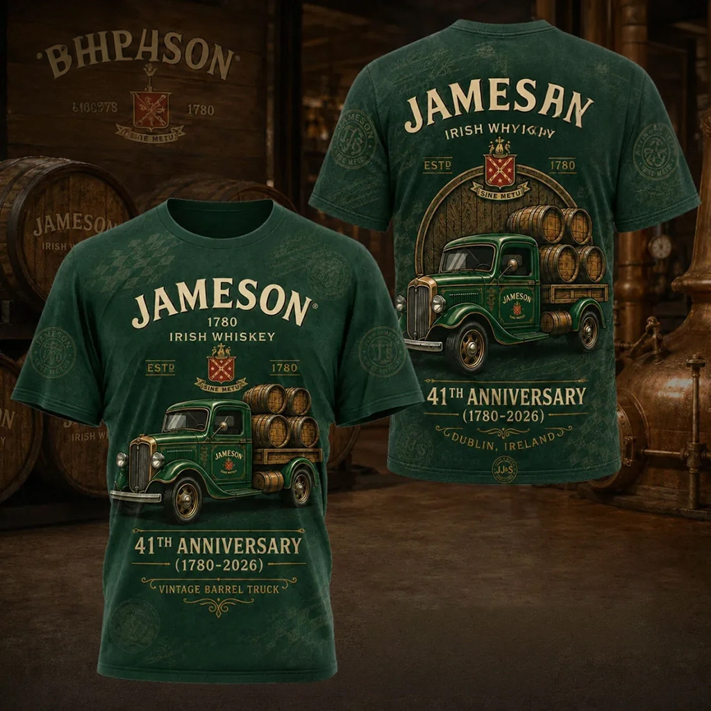 Jameson Irish Whiskey 41th Anniversary Green T-Shirt Jameson Irish Whiskey Merch Ideas Gift