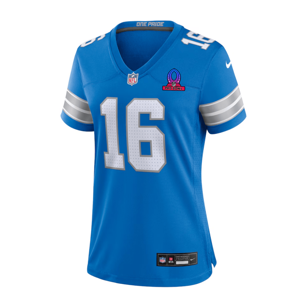 Jared Goff Detroit Lions 2025 Pro Bowl Patch Game Jersey - Blue - Image 3