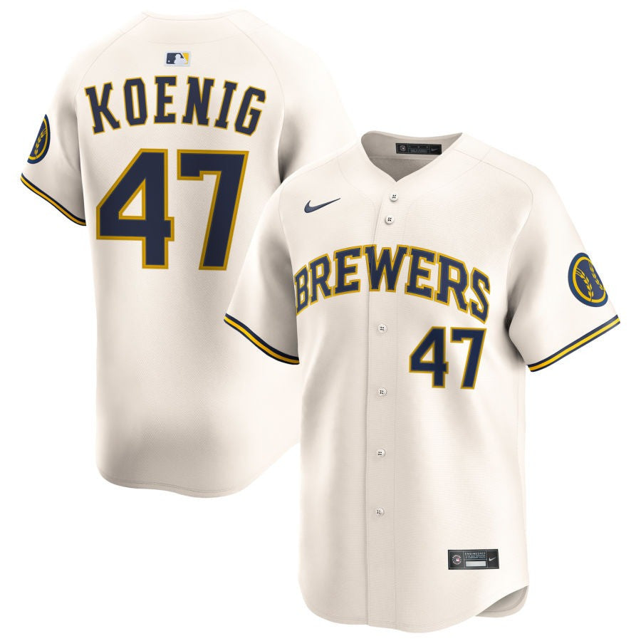 Jared Koenig Milwaukee Brewers 2025 Home Limited Jersey - Cream