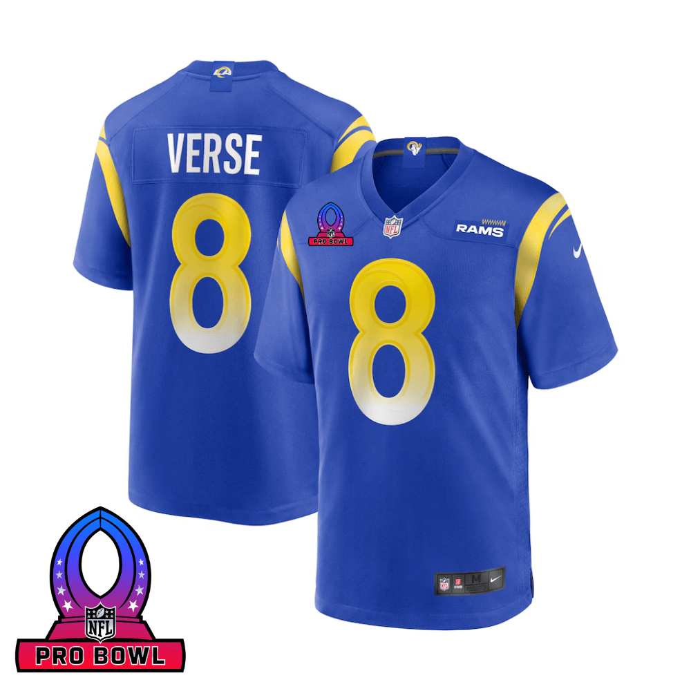 Jared Verse Los Angeles Rams 2025 Pro Bowl Patch Game Men Jersey - Royal