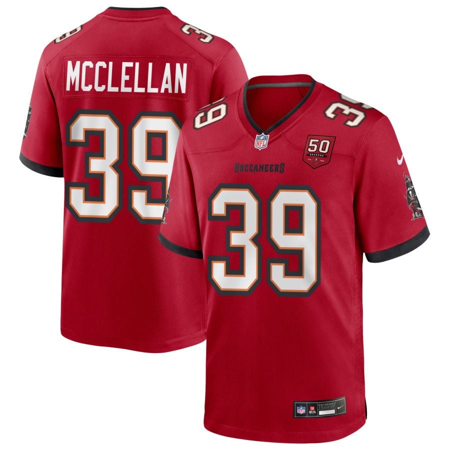 Jase McClellan Tampa Bay Buccaneers 2025 50th Season Game Jersey - Red