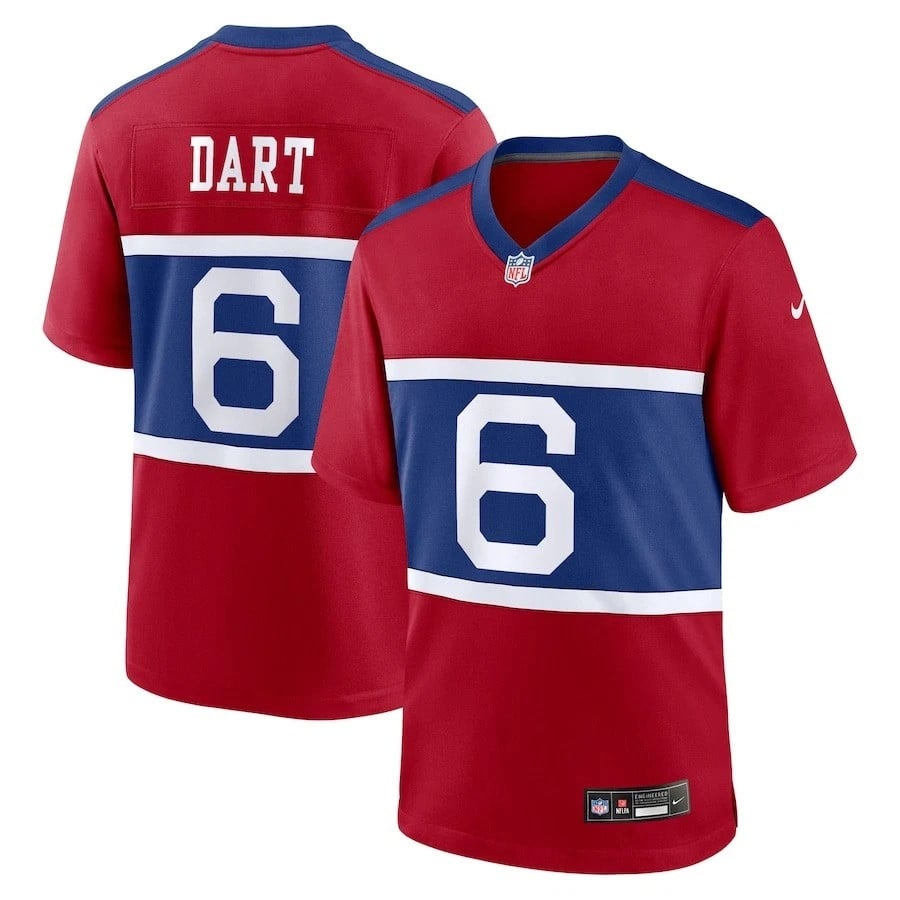 Jaxson Dart New York Giants 2025 Alternate Jersey - Red