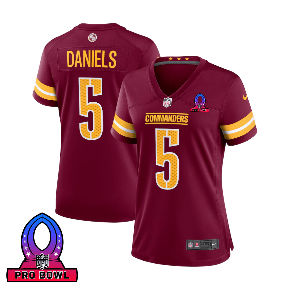 Jayden Daniels Washington Commanders 2025 Pro Bowl Patch Game Jersey - Burgundy