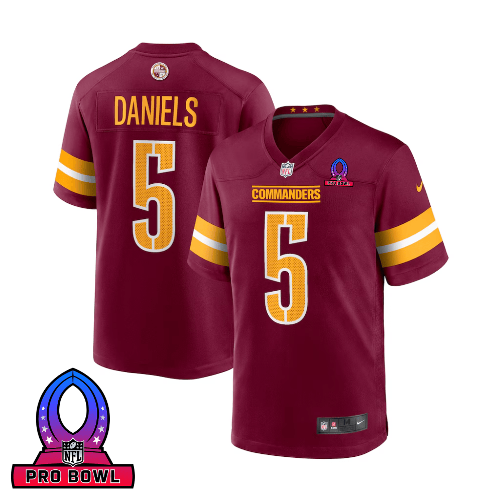 Jayden Daniels Washington Commanders 2025 Pro Bowl Patch Game Men Jersey - Burgundy