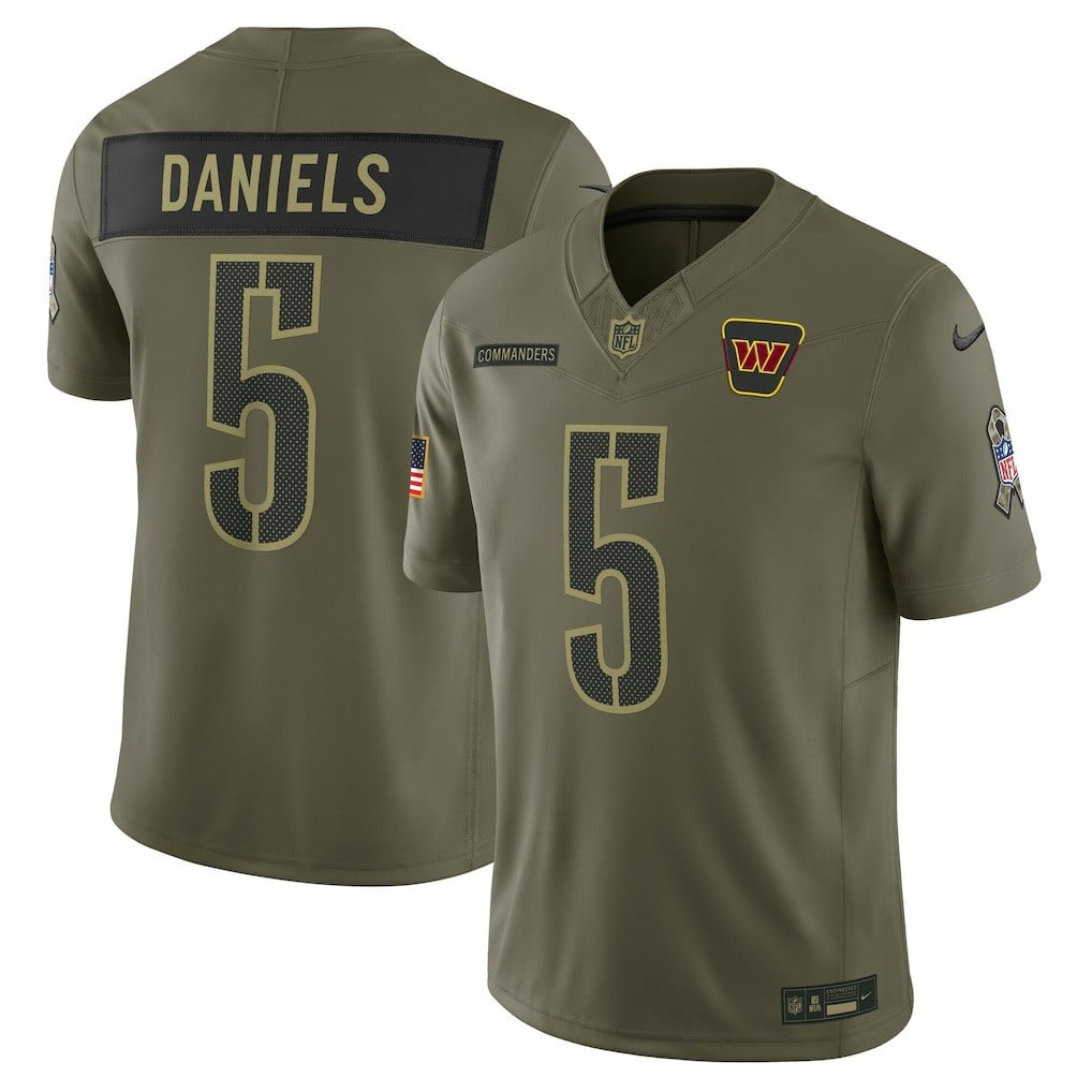 Jayden Daniels Washington Commanders 2025 Salute to Service Limited Jersey - Olive