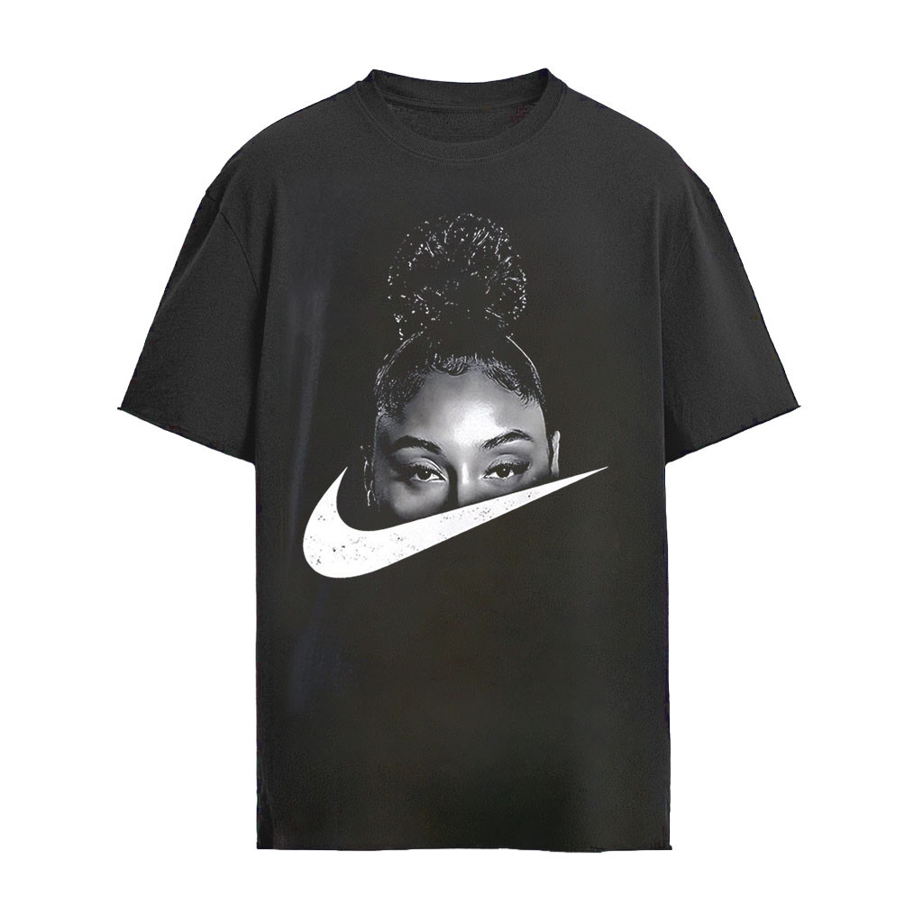 Jayden Daniels wearing JuJu Watkins Nike portrait shirt