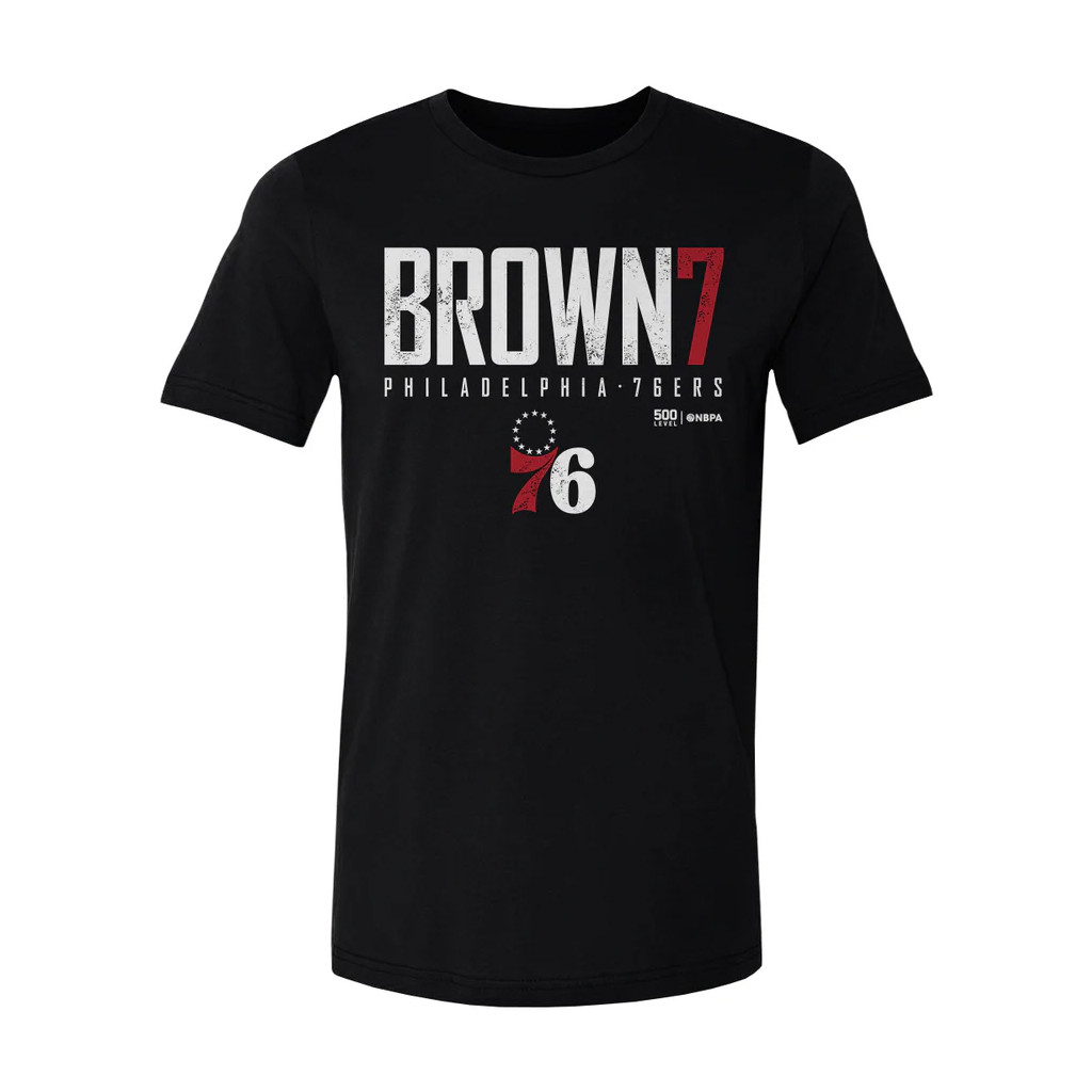 Jaylen Brown Merch 2026 Jaylen Brown #7 Philadelphia 76ers T-Shirt Black Basketball Fan Gear