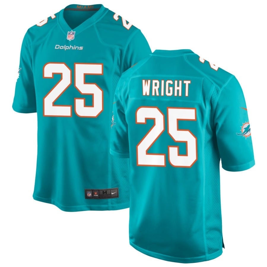 Jaylen Wright Miami Dolphins 2025 Game Jersey - Aqua