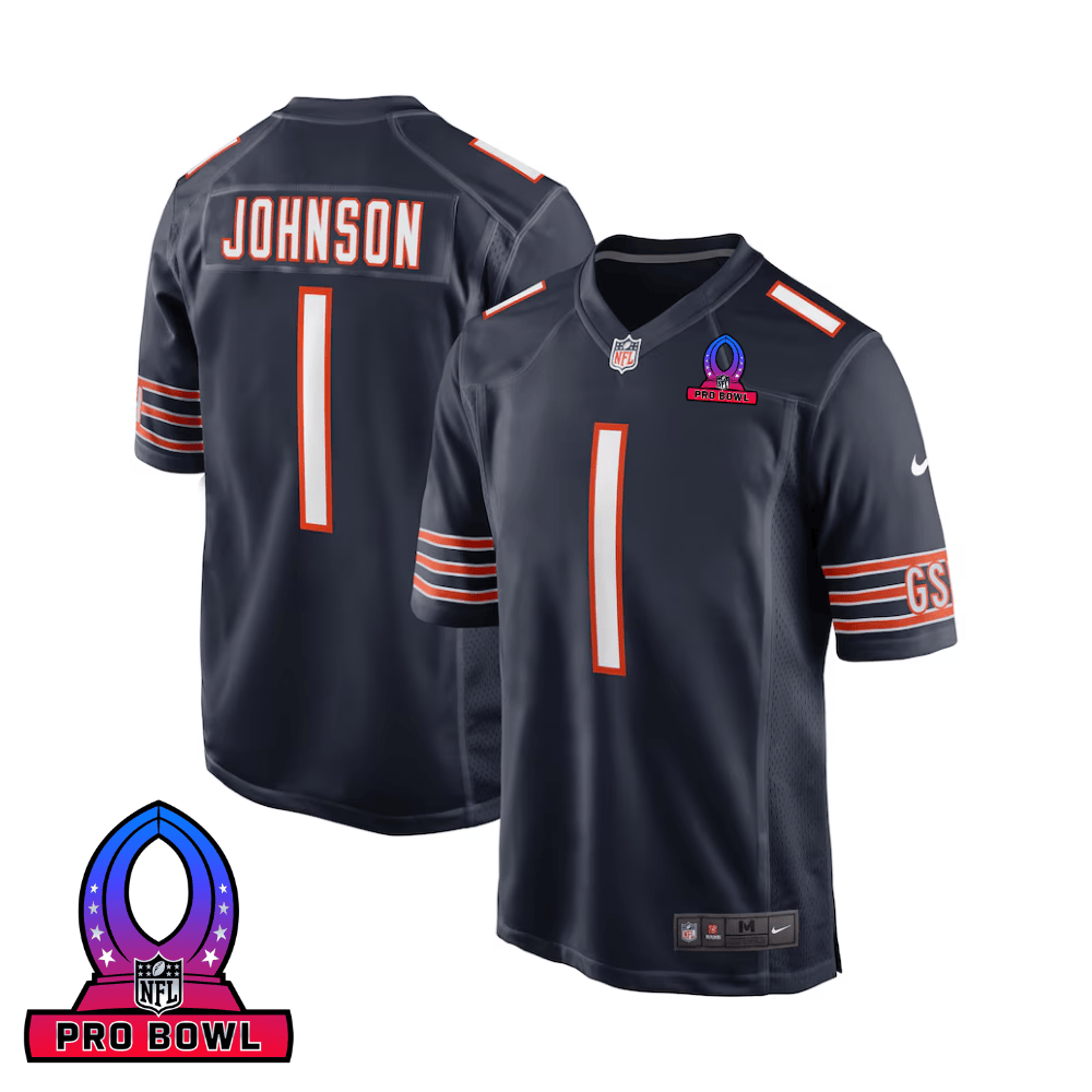 Jaylon Johnson Chicago Bears 2025 Pro Bowl Patch Game Men Jersey - Navy