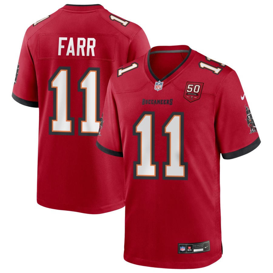 JayVian Farr Tampa Bay Buccaneers 2025 50th Season Game Jersey - Red
