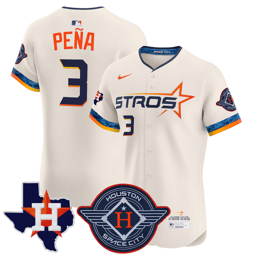 Jeremy Pena Houston Astros 2025 City Connect Texas Patch Vapor Premier Elite Jersey - Cream