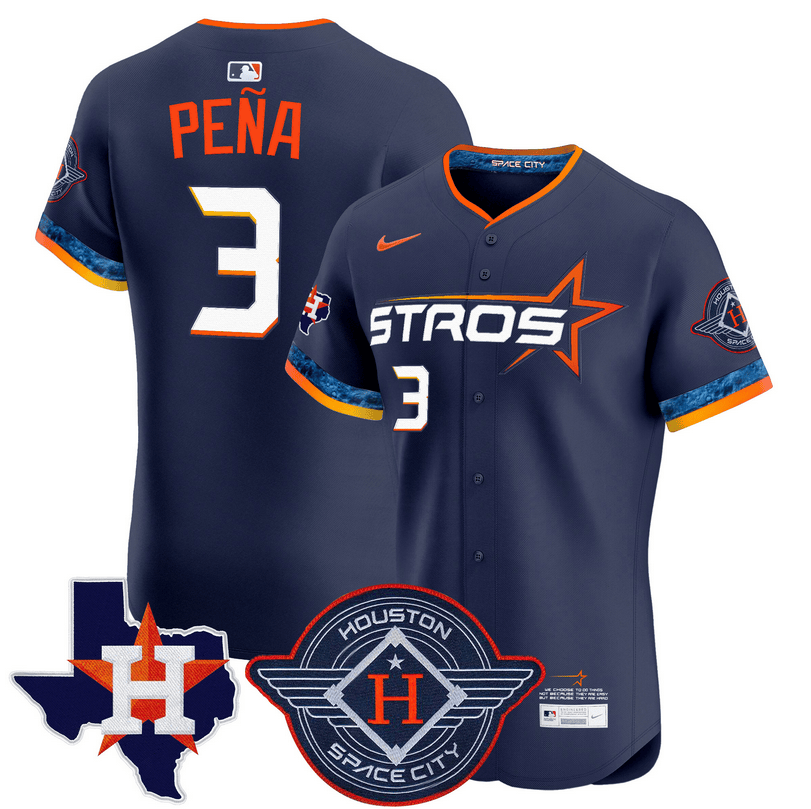 Jeremy Pena Houston Astros 2025 City Connect Texas Patch Vapor Premier Elite Jersey - Navy