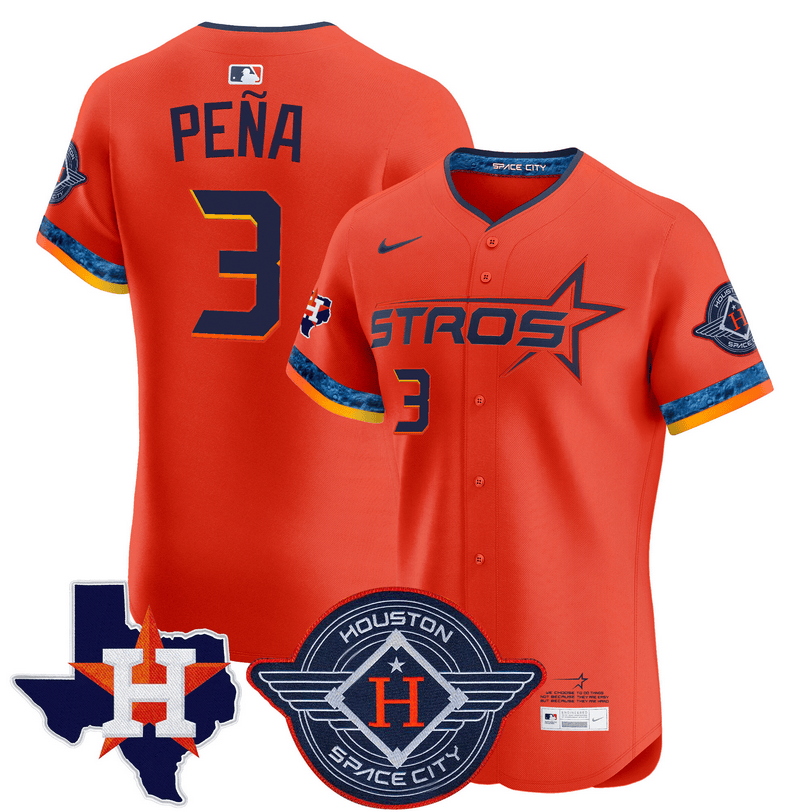 Jeremy Pena Houston Astros 2025 City Connect Texas Patch Vapor Premier Elite Jersey - Orange