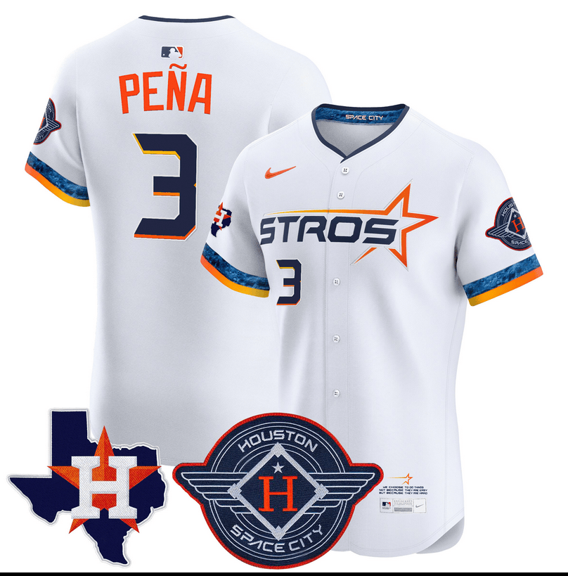 Jeremy Pena Houston Astros 2025 City Connect Texas Patch Vapor Premier Elite Jersey - White