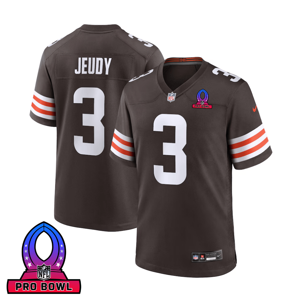 Jerry Jeudy Cleveland Browns 2025 Pro Bowl Patch Game Men Jersey - Brown
