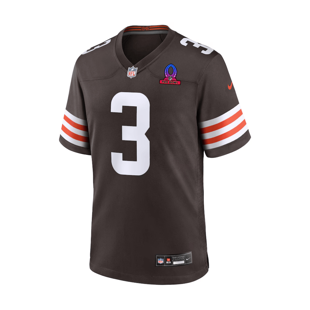 Jerry Jeudy Cleveland Browns 2025 Pro Bowl Patch Game Men Jersey - Brown - Image 2