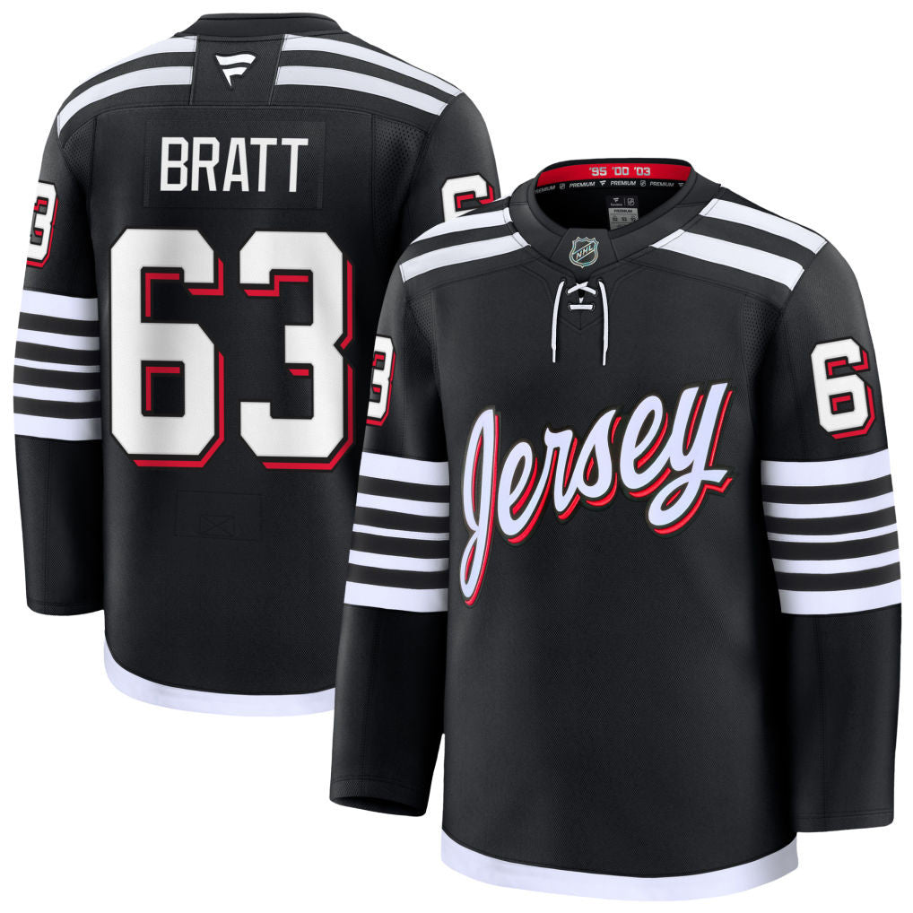 Jesper Bratt New Jersey Devils 2025 Alternate Premium Jersey - Black 1 Jesper Bratt New Jersey Devils 2025 Alternate Premium Jersey - Black