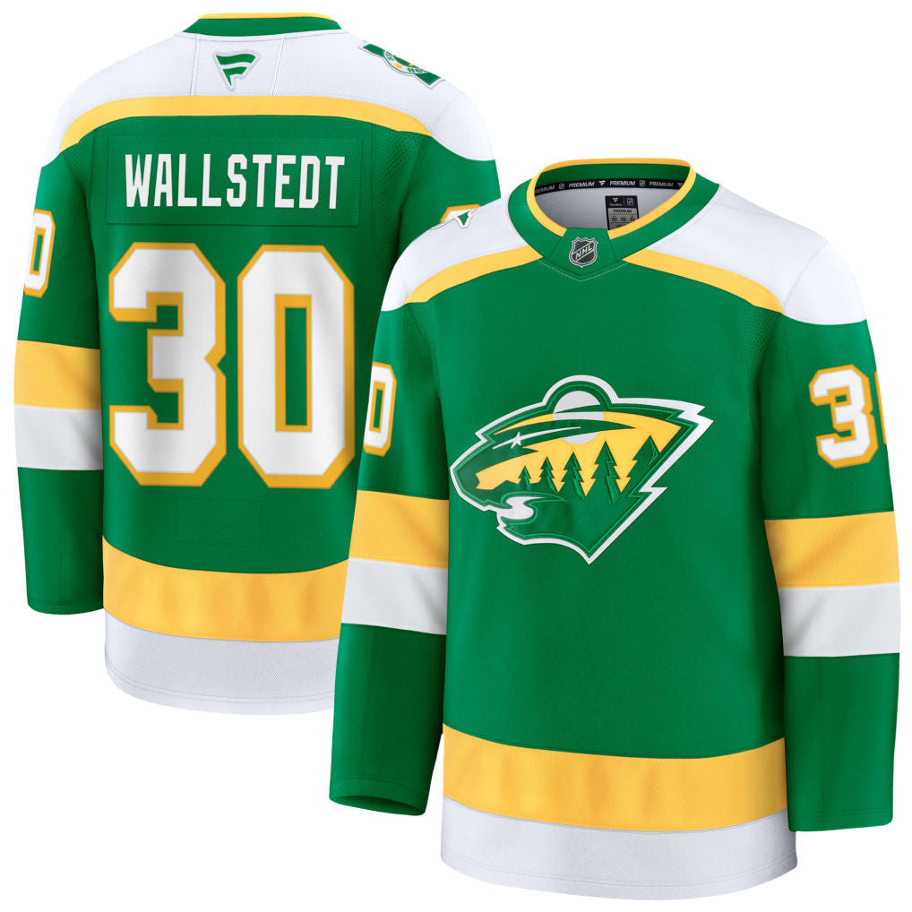 Jesper Wallstedt Minnesota Wild 2025 Alternate Premium Jersey - Green 1 Jesper Wallstedt Minnesota Wild 2025 Alternate Premium Jersey - Green