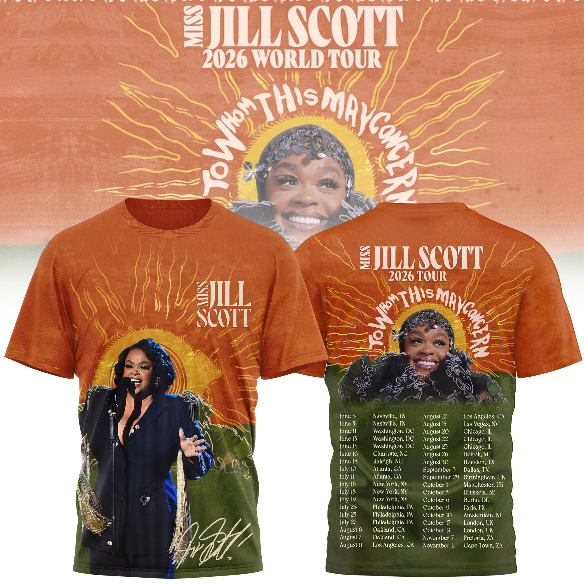 Jill Scott To Whom This May Concern 2026 World Tour T-Shirt Jill Scott Merch Fan Gifts