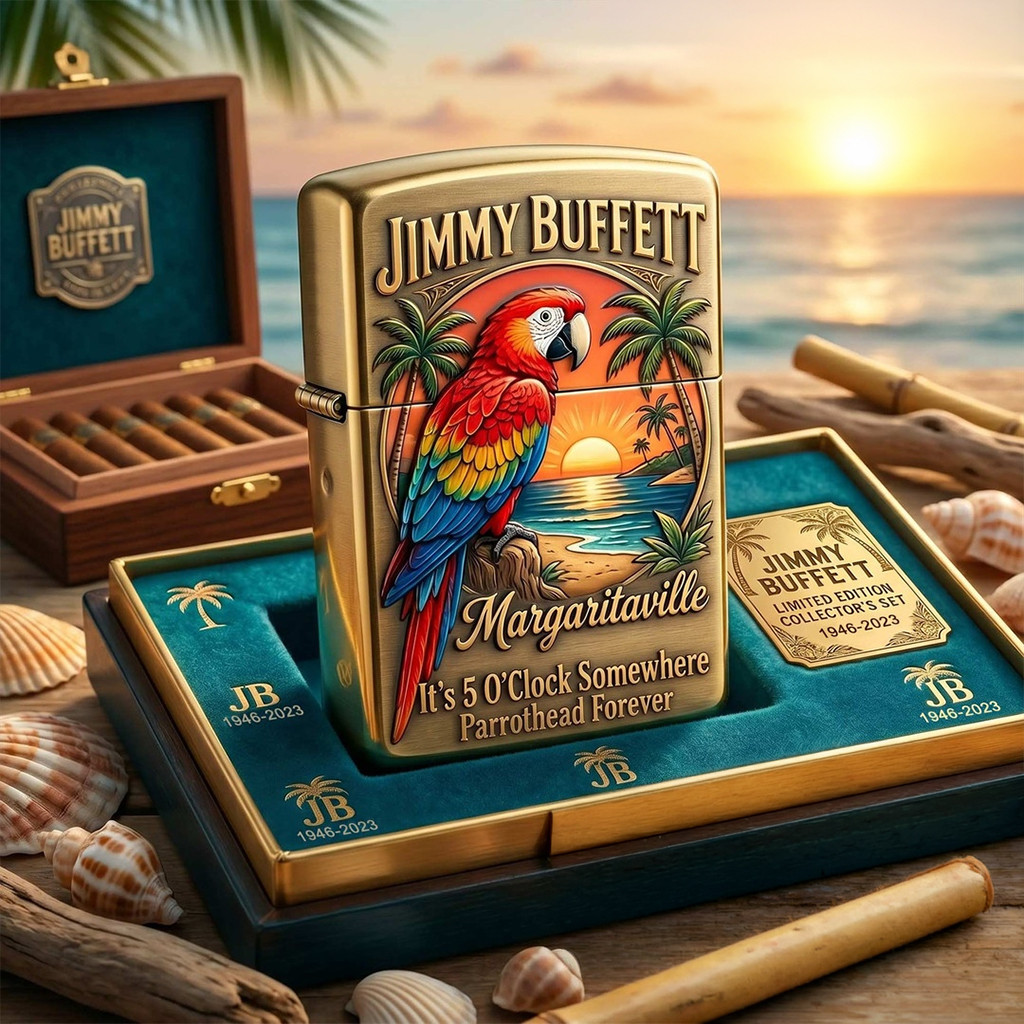 Jimmy Buffett Margaritaville It's 5 O'clock Somewhere 1946 2023 Zippo Lighter Case Gift For Dad