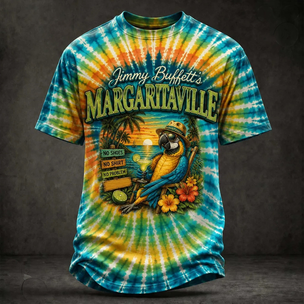 Jimmy Buffett Margaritaville Parrot Tie Dye T-Shirt Tropical Themed Shirt Jimmy Buffett Merch