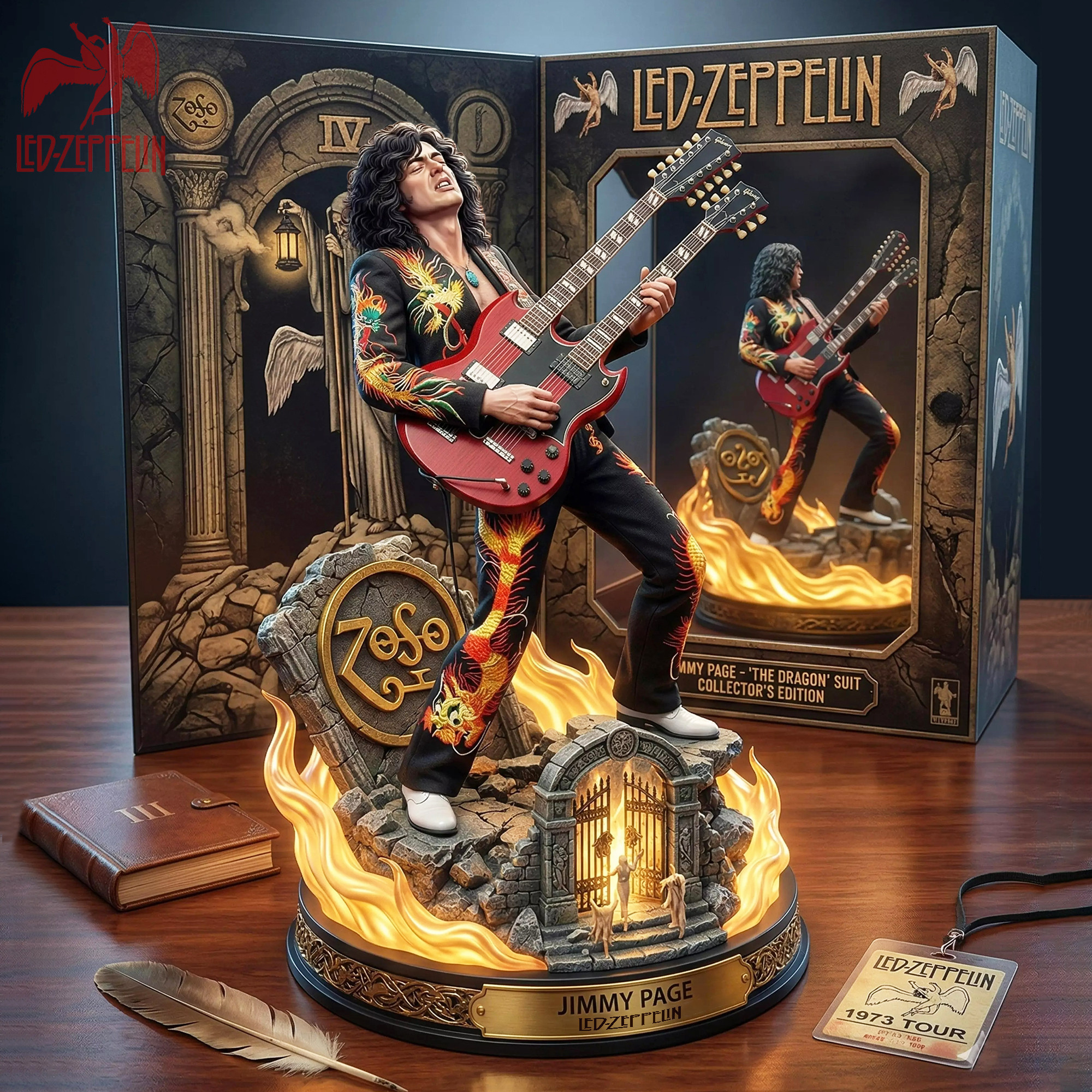 Jimmy Page Led Zeppelin Acrylic Plaque 2026 Jimmy Page The Dragon Suit Plaque Gifts For Fans