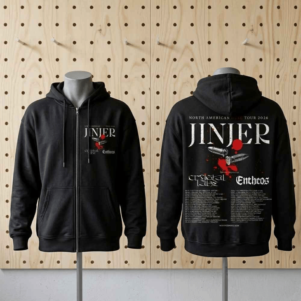 Jinjer North American Duel Tour 2026 With Crystal Lake x Entheos Poster Zip Hoodie Fan Gifts