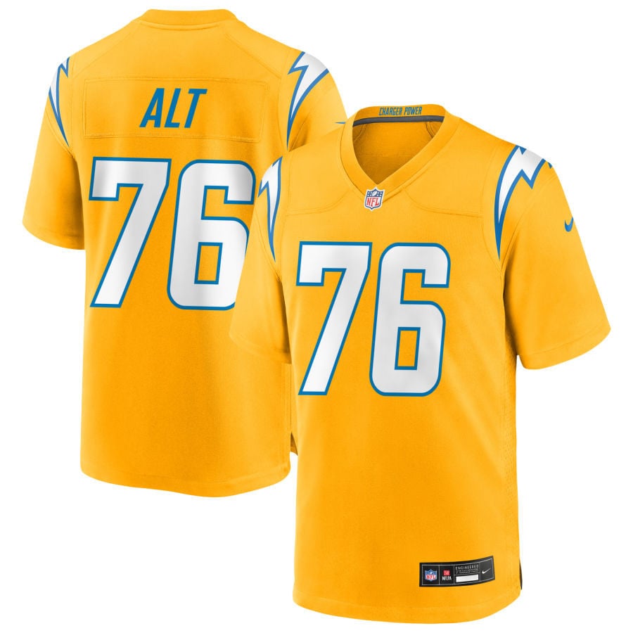 Joe Alt Los Angeles Chargers 2025 Alternate Charger Power Game Jersey - Gold