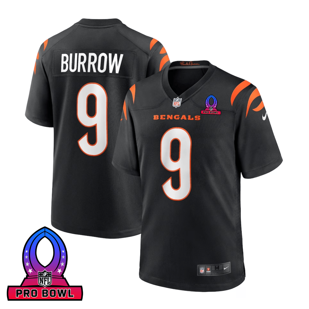 Joe Burrow Cincinnati Bengals 2025 Pro Bowl Patch Game Men Jersey - Black