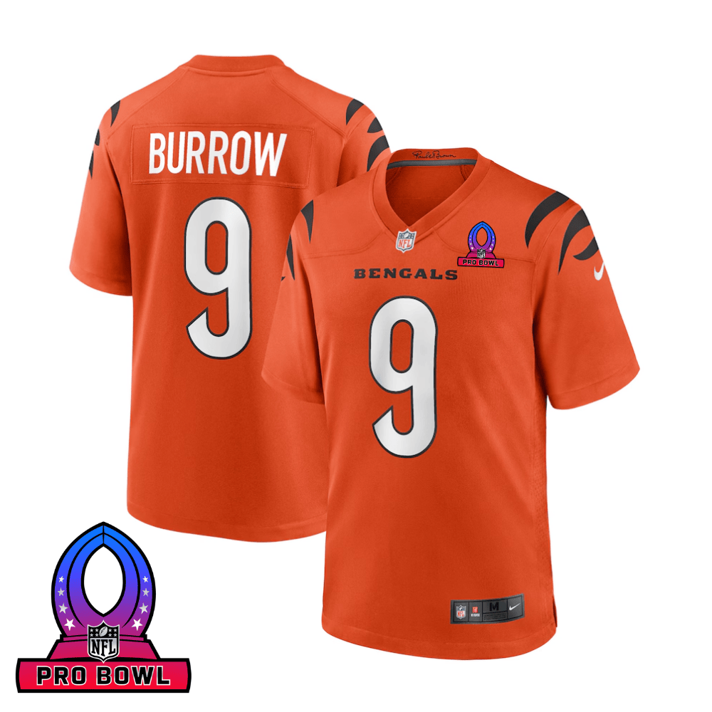 Joe Burrow Cincinnati Bengals 2025 Pro Bowl Patch Game Men Jersey - Orange