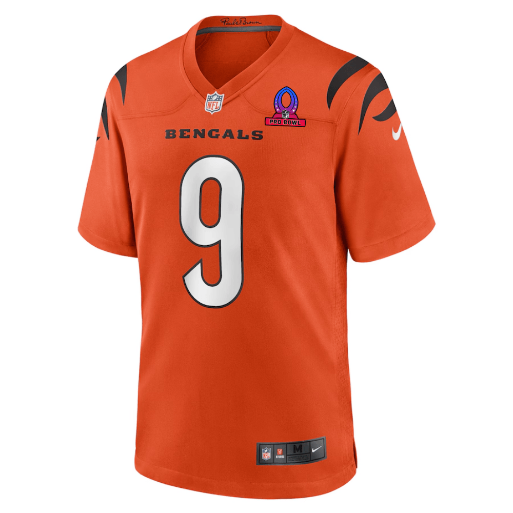 Joe Burrow Cincinnati Bengals 2025 Pro Bowl Patch Game Men Jersey - Orange - Image 2