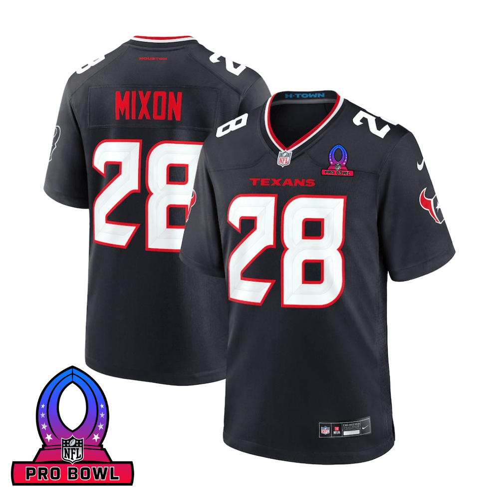 Joe Mixon Houston Texans 2025 Pro Bowl Patch Game Men Jersey - Navy