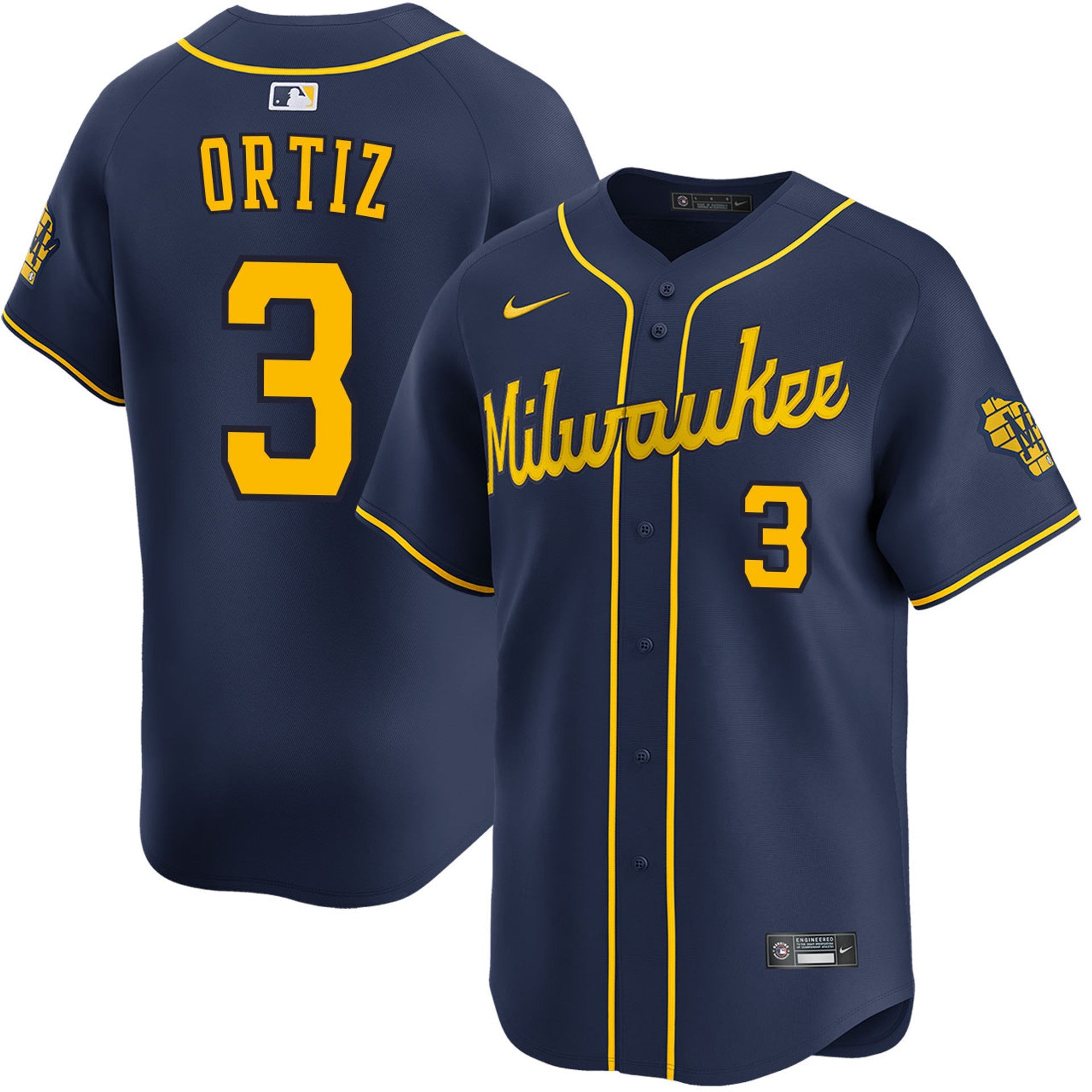 Joey Ortiz Milwaukee Brewers 2025 Alternate Limited Jersey - Navy