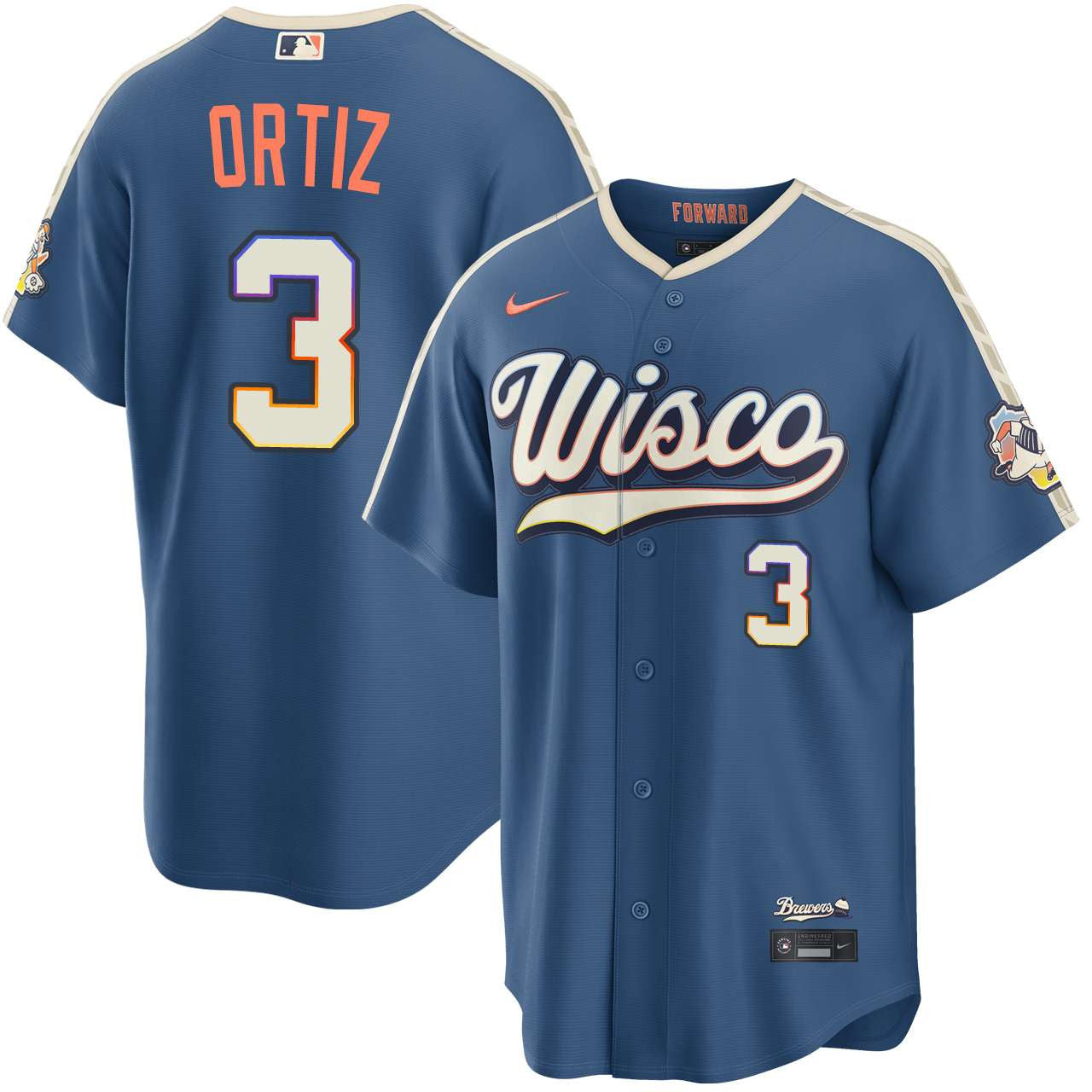 Joey Ortiz Milwaukee Brewers 2026 City Connect Stadium Jersey - Mineral Blue