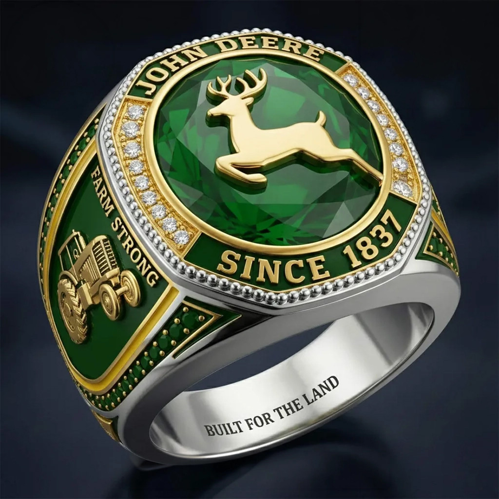 John Deere Farm Strong Stainless Steel Green Ring Built For The Land John Deere Merch Dad Gifts