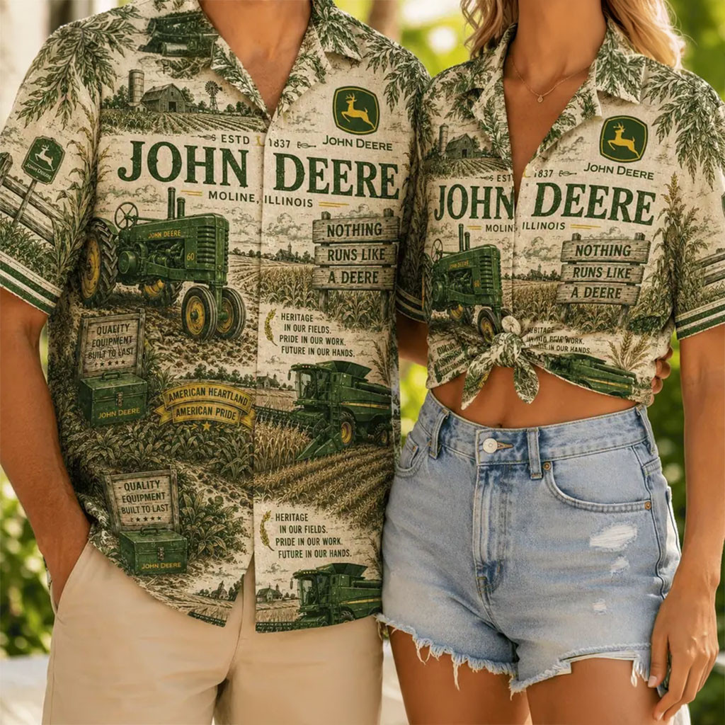 John Deere Vintage Summer Hawaiian Shirt John Deere Merch Summer Gifts For Farmer