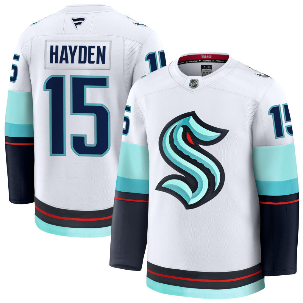John Hayden Seattle Kraken 2025 Away Premium Jersey - White 1 John Hayden Seattle Kraken 2025 Away Premium Jersey - White
