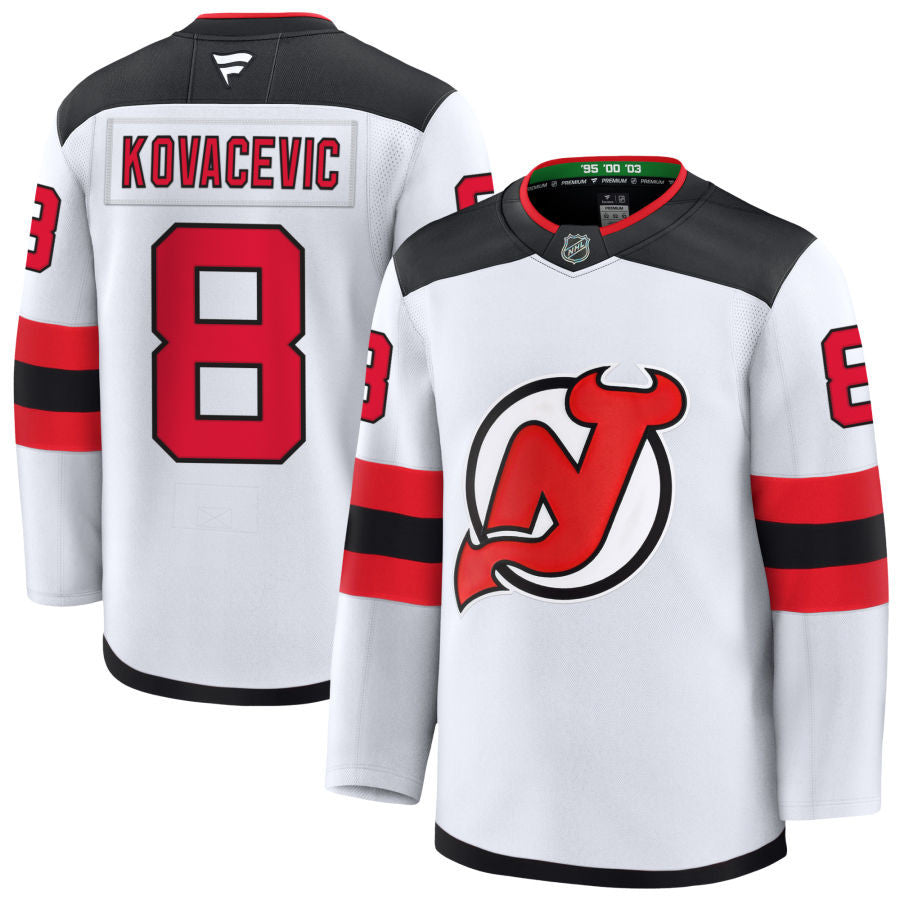 Johnathan Kovacevic New Jersey Devils 2025 Away Jersey - White 1 Johnathan Kovacevic New Jersey Devils 2025 Away Jersey - White