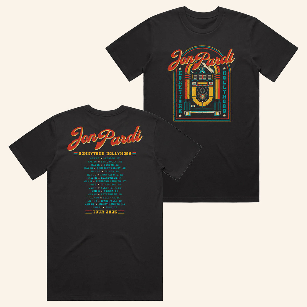 Jon Pardi Merch Honkytonk Hollywood Tour 2025 Shirt Country Music Fan Gift Ideas