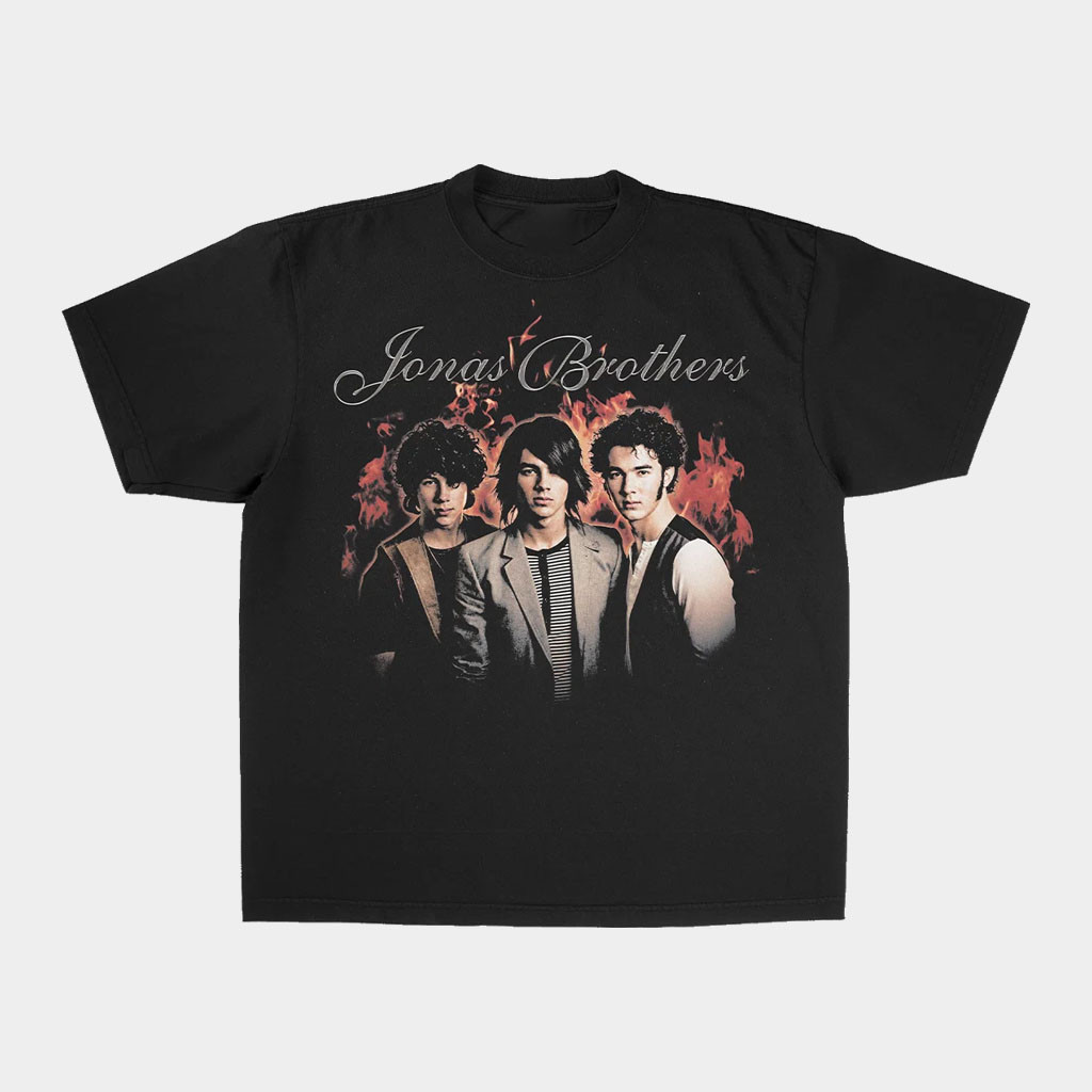 Jonas Brothers Merch 2026 Vintage Flames Portrait T-Shirt Best Gift For Band Lovers
