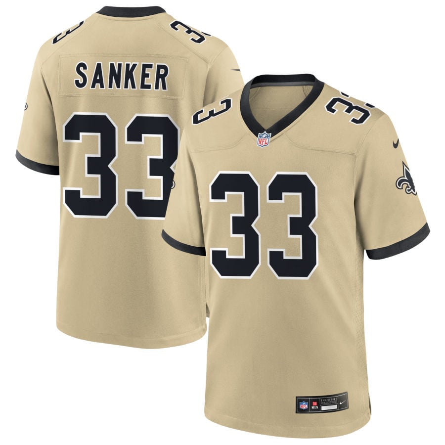 Jonas Sanker New Orleans Saints 2025 Gameday Golds Alternate Game Jersey - Gold