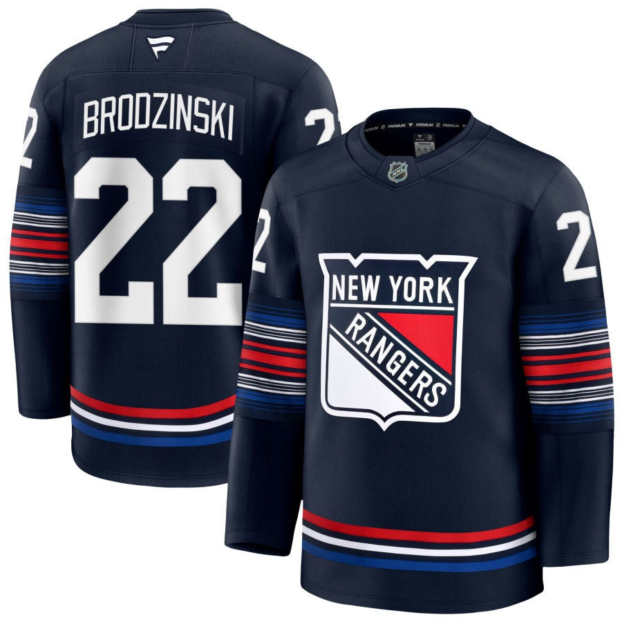 Jonny Brodzinski New York Rangers 2025 Alternate Premium Navy Jersey 1 Jonny Brodzinski New York Rangers 2025 Alternate Premium Navy Jersey