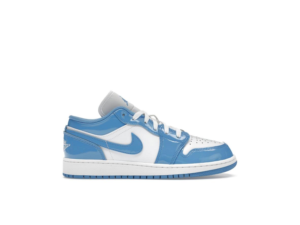 Jordan 1 Low SE Legend Blue Patent GS Shoes - Style FZ3929-114 - Image 2