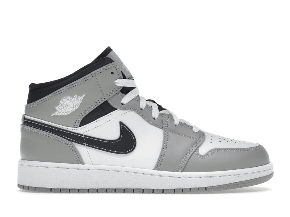 Jordan 1 Mid Light Smoke Grey (GS) Sneaker Style 554725-078