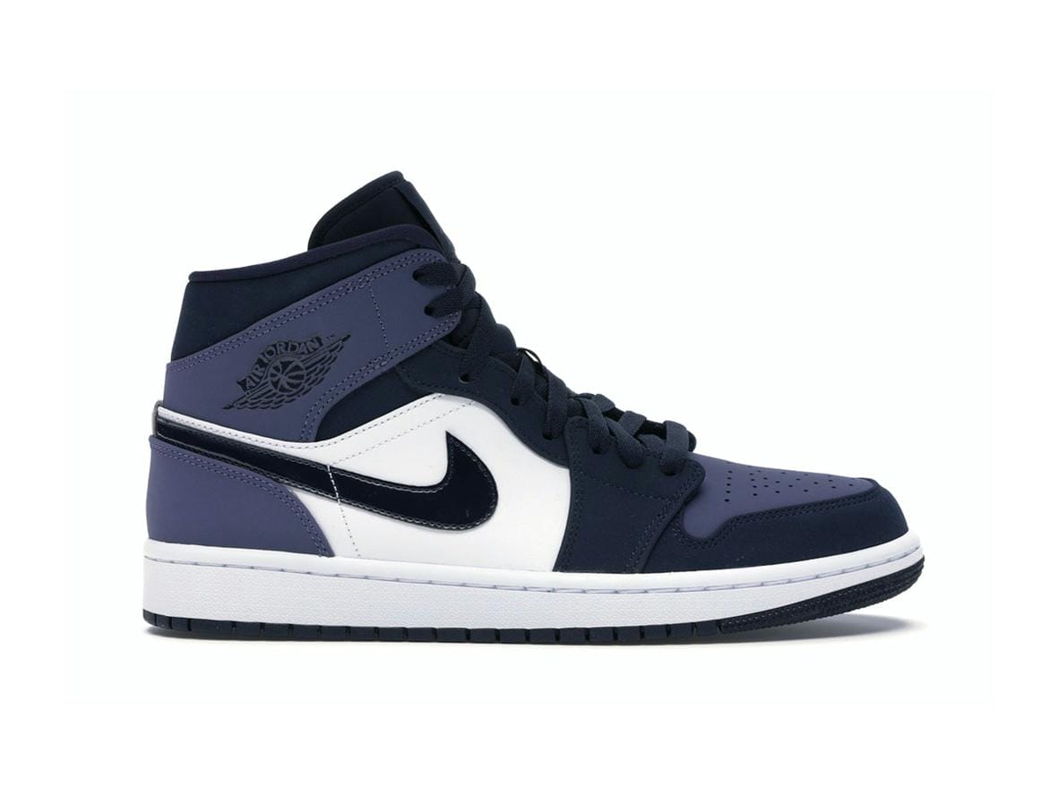 Jordan 1 Mid Obsidian Sanded Purple Sneakers - Style 554724-445