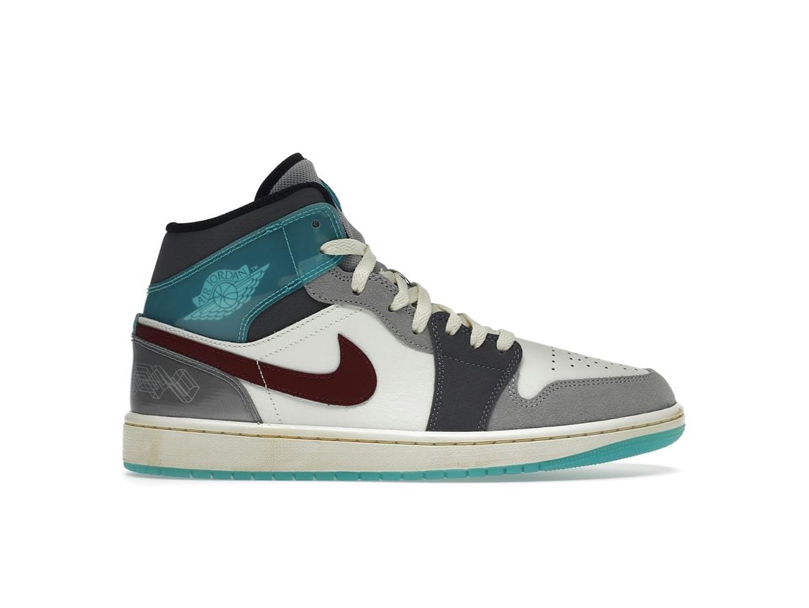 Jordan 1 Mid SE Exploration Unit Sail Grey Blue Red Shoes | FB1870-161