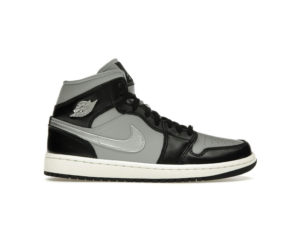 Jordan 1 Mid SE Women's Black Metallic Silver Sneakers - Style FB9892-002