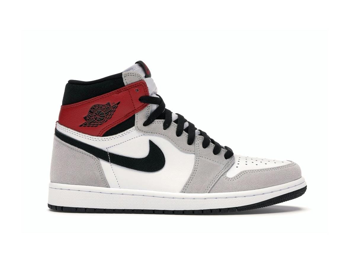 Jordan 1 Retro High Light Smoke Grey White Black Varsity Red Sneaker Style 555088-126
